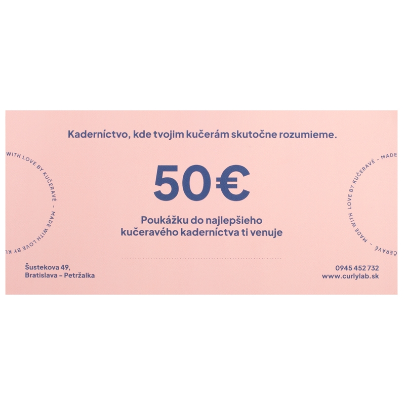 CURLY LAB Darčeková poukážka do kaderníctva v hodnote 50€