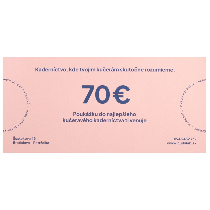 CURLY LAB Darčeková poukážka v hodnote 70€